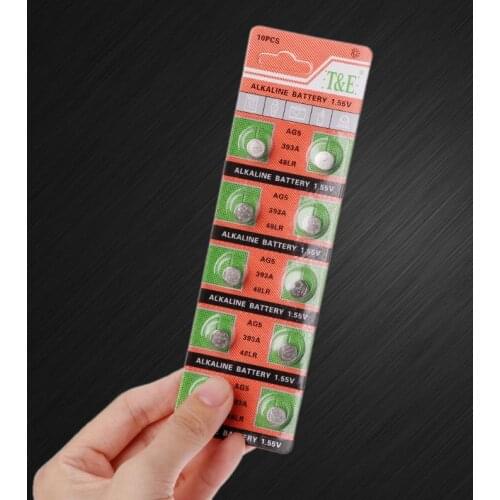 10PCS Alkaline Battery Button Coin Cell AG5 LR754 393 SR754 193 546 RW28 48 Hearing Aid Earphone Watch Batteries B85B