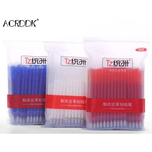 100pcs Thin Rod Fabric Marker Heat Erasable Pen Refill Cloth Leather Mark High Temperature Disappearing Pen Sewing Tool FL