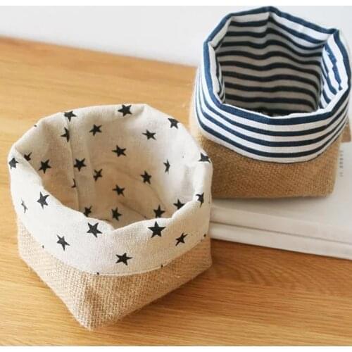 10x13cm Hanging Storage Basket Jute Cotton Linen Pocket Storage Box Small Sack Sundries Organizer Cosmetic Organizer Home Decor