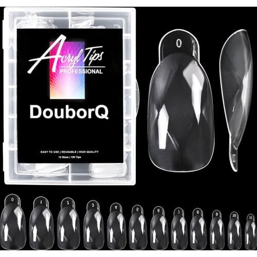 120pcs/box Nail Art Design Full Cover Professional Rhombus False Nail Natural/Transparent Acrylic False Nail Tips 12 Sizes