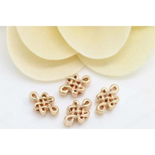 6PCS 7x11MM 24K Champagne Gold Color Plated Brass Chinese Knot Spacer Beads High Quality Diy Jewelry Accessories