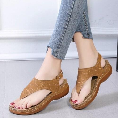 2021 Women Sandals Summer Wedge Flip Flops Sandals Roma Casual Shoes Women Ladies Platform Sandalias Mujer Plus Size 43 WSH3870