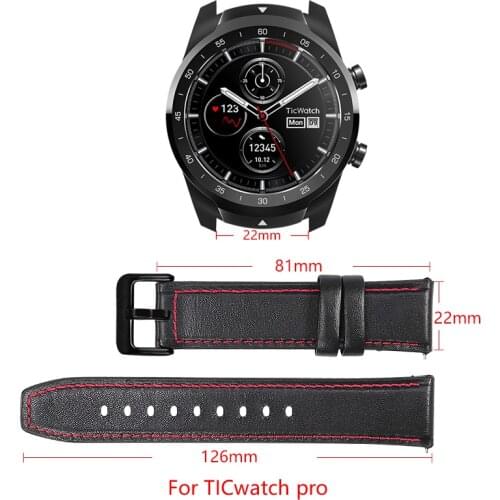 22mm leather/silicone watch bracelet for ticwatch pro Replacement watchband leather strap watch band watch accessories