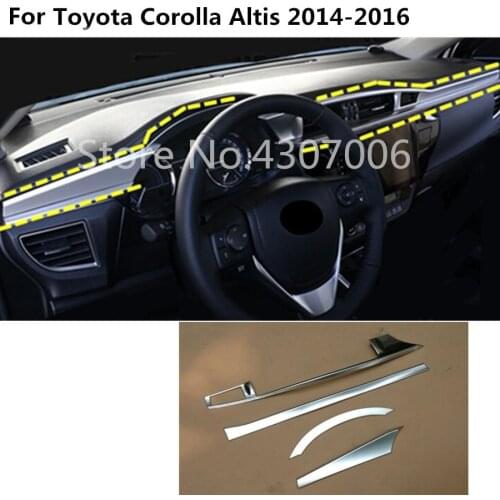 Car Cover Detector Trims ABS Matte Car Middle Console Control Dashboard Panel 3pcs For Toyota Corolla Altis 2014 2015 2016