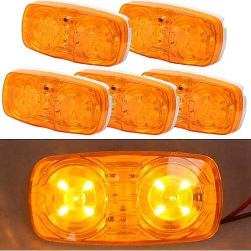 5X Amber Led Camper Exterior Lights RV Trailer Marker Lights Double Bullseye Side Fender Lights 10 Diodes Lights