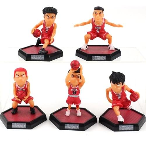 5pcs SLAM DUNK Figures Hanamichi Sakuragi Rukawa Kaede Akagi Takenori Miyagi Ryota Shohoku Basketball Player Model Toys