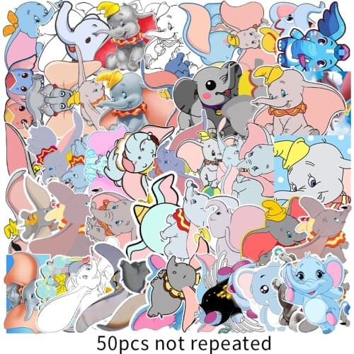 50pcs Disney Elephant Dumbo Stickers For Kids Cute Anime Stickers kawaii Luggage Notebook Scrapbooking Sticker