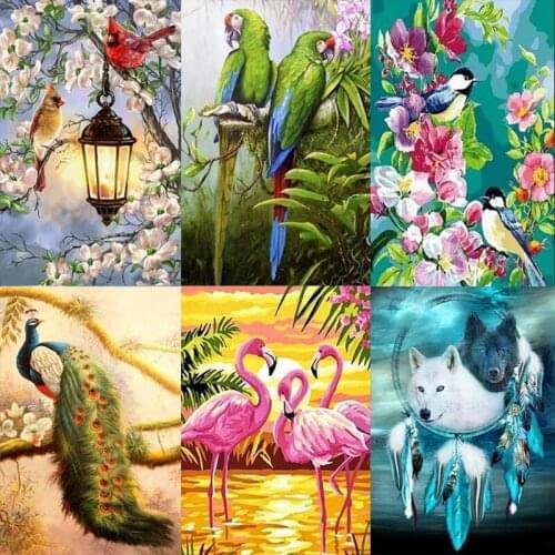 5D Diamond Painting Wolf Animal Full Round Drill DIY Cross Stitch Pattern Rhinestone Embroidery Kits Arts Craft Home Decor