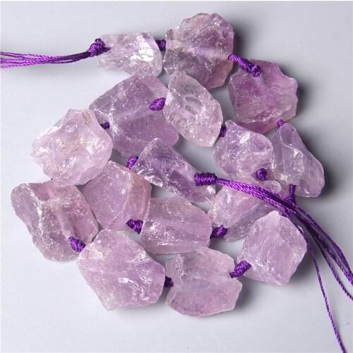 7.5" 2-3cm Raw Light Purple Lavender Amethysts Nugget Beads Loose Freeform Crystal Gravel Bead For Jewelry Making DIY Necklace