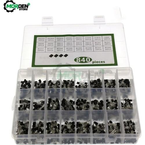 840Pcs 900Pcs 24 Value 18 Value Transistor TO-92 Assortment Box Kit Transistors Triode Set