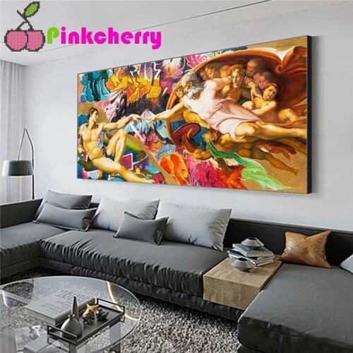 Large Size 5d Diy Diamond Painting Full Square Wall Art God and Adam Full Diamond Embroidery for Living Room Home Decor k601