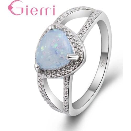 Authentic 925 Sterling Silver Jewelry Sparkly Multicolor Opal Stone Trendy Women Wife Rings Gifts Best Accessories