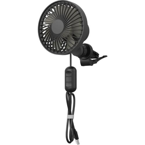Car Air Vent Mounted USB Powered Fan 45 Degree Oscillation 3 Speed Fan with LED Light for Sedan SUV Auto