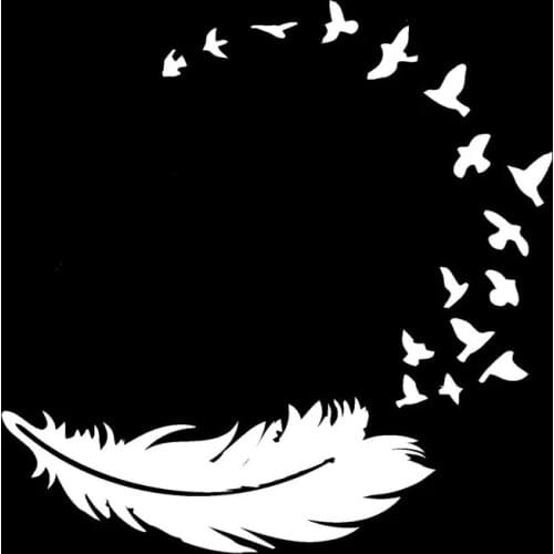 Car Sticker Bird Feather Fashion Decoration Car Styling PVC Car Sticker Black/silver 14cm*14cm