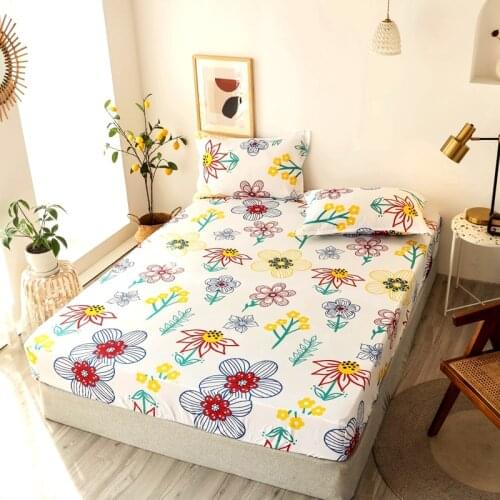 Bonenjoy 3 pc Mattress Cover Queen Floral Style Bedding Linen With Pillow Covers Bed Sheets With Elastic Band Bed linen 160x200