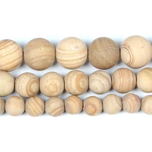 Natural Stone Frosted Yellow Line Stripe Veins Charm Round Loose Beads For Jewelry Making Needlework Bracelet Diy Strand 4-12 MM