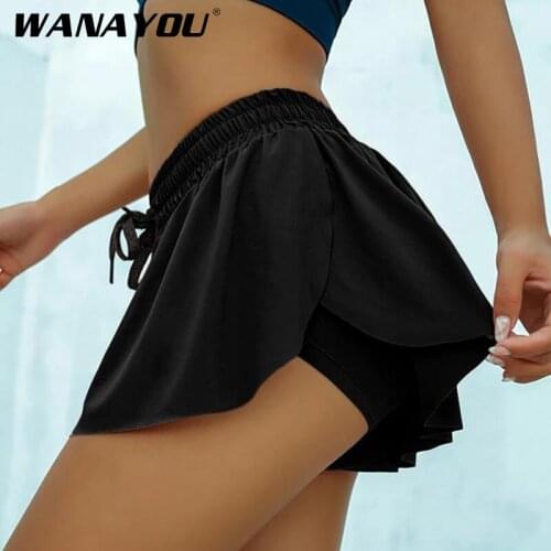 WANAYOU S-5XL Quick Dry Yoga Shorts Women Summer Soild 2 In 1 Anti-empty Sports Shorts Breathable Fitness Running Workout Shorts