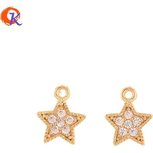 Cordial Design 40Pcs 8*9MM Jewelry Accessories/Hand Made/CZ Charms/Genuine Gold Plating/Pendant/DIY Making/Earring Findings