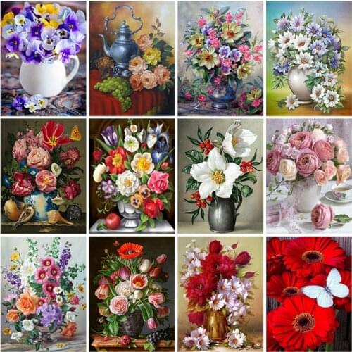 DIY Flower 5D Diamond Painting Full Square Drill Floral Diamond Embroidery Cross Stitch Kits Mosaic Wall Art Home Decor