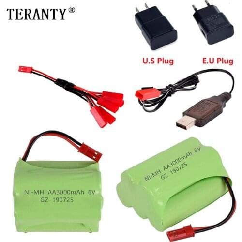 JST Plug 6v 3000mAh Battery Charger Sets For RC Cars Robots Tanks Gun Boats 2400mah NiMH Battery Aa 6v Rechargeable Battery Pack