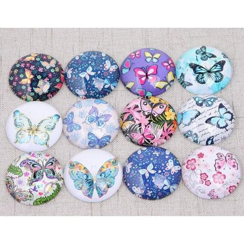 Onwear butterfly photo glass cabochons 12mm 20mm 25mm 16mm 30mm mixed diy flatback jewelry making supplies