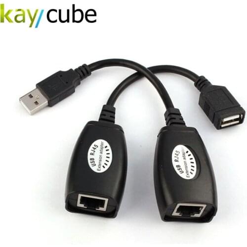 Kaycube Hot Sale USB 2.0 Extension Extender Adapter Up To 150ft Using CAT5/CAT5E/6 RJ45 Lan Network Ethernet Repeater Cable