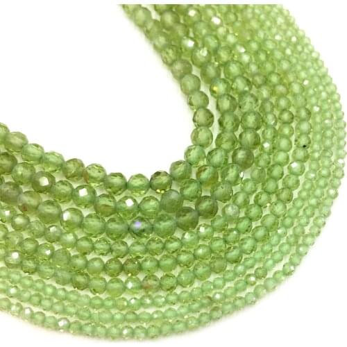 Natural Small Size Peridot Beads Faceted Gemstone Round Loose Beads DIY For Jewelry Making Bracelet Necklace Earring 2mm 3mm 4mm