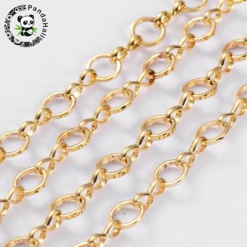 Brass Handmade Chains Mother-son Chains, Golden Color, Mother Link: 6mm in diameter, 1mm thick; Son Link: 5.5mm in diameter
