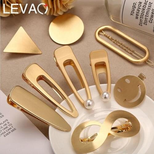 Levao Women Metal Snap Hair Clips Hairpins Round/Oval Smile Drop Shape Hairclips BB Clip Snap Clips Hairgrips Barrettes Headwear