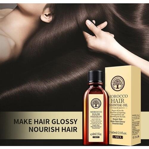 60ml No Wash Moroccan Hair Care Essential Oil Deeply Repair Hair Roots Conditioning Scalp Stabilizes Hair Thickening Hair Care