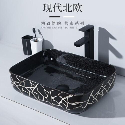 Nordic minimalist wash basin above counter basin black household art basin bathroom color basin single hole wash basin
