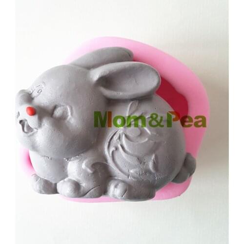 Mom&Pea 1190 Free Shipping Rabbit Silicone Mold Cake Decoration Fondant Cake 3D Mold Food Grade Soap Mold