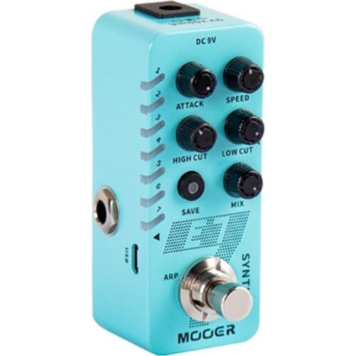 MOOER Polyphonic Guitar Synth Pedal Processor E7 Custom Synthesizer Tones 7 Modes High Low Frequency with Individual Arpeggiator
