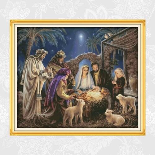 The Birth of Baby Jesus Cross Stitch Kit Aida Fabric 14ct 11ct Counted Cotton Thread Embroidery DIY Handmade Needlework Sets