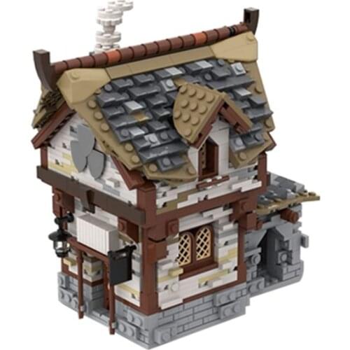 MOC The Medieval Taverns Building Block Set Retro Town Street Pub Bricks Assemble Architecture Scene House Game Toy For Children