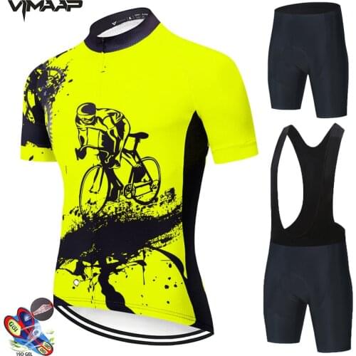 2021 Triathlon New Team Men Summer Cycling Jersey Bib Short Set High Density Sponge Pad MTB Ropa Ciclismo Clothes Bike Clothing