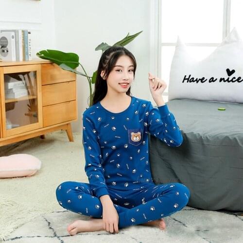 New Children Pajamas Set Kids Girls Sleepwear Winter Cotton Pajamas for Girls Long sleeve Homewear Pyjamas Teenage Home Clothes