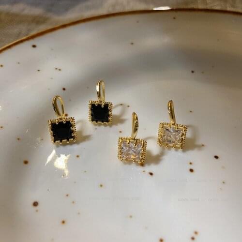 New Design 14K Gold Plated Square Dangle Earrings for Women Luxury Jewelry Zircon Drop Earrings