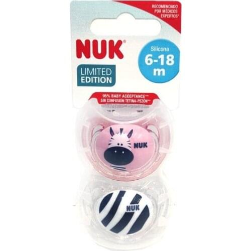 NUK - CHUPETE BABY SAFARI SILICONA 2 UNIDADES (TALLA 6-18 MESES)