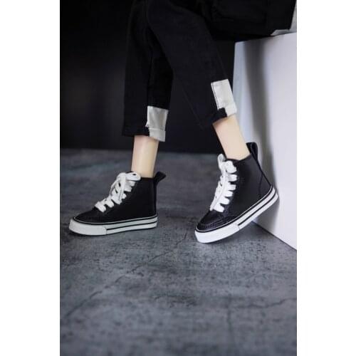 BJD Doll shoes suitable for 1-3 1-4 uncle size black and white base high top sneakers doll accessories
