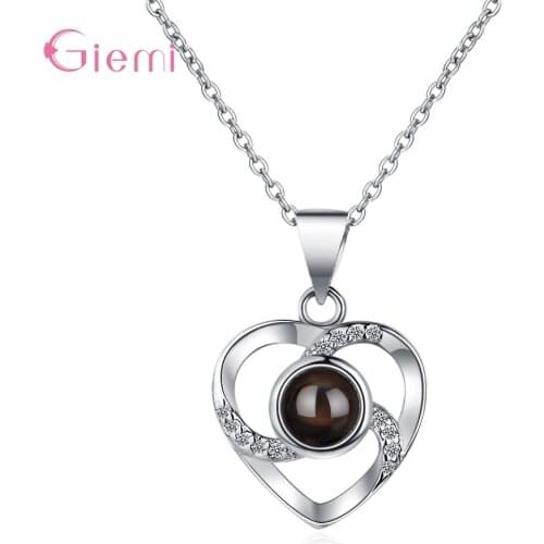 Simple Heart Sterling Silver 925 Pendant Necklace For Women Fashion Chain Necklace Fine Jewelry Valentines Gift For Girlfriend
