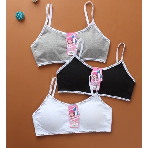 SPORT BRA Girls Bra Underwear Lingerie Kids Teens Teenage Young Adolescente 6-12Years Student Cotton Double Deck Solid Color PAD