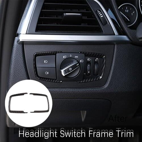 Carbon Fiber Style ABS Headlight Switch Frame Trim For BMW F15 F20 F30 F32 F34 1 3 4 Series 2013-2019
