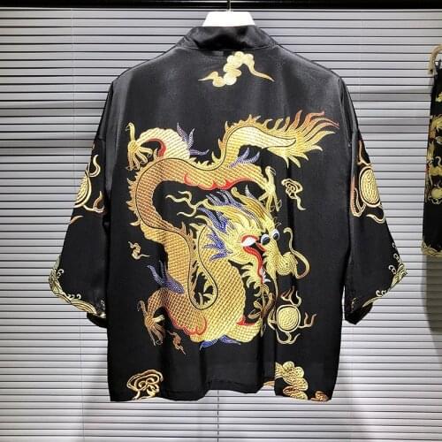 Online Chinese Store Dragon Kimono Yukata Male Asian Clothes Cardigan Kimono Shirt Men Traditional Japanese Kimonos Haori FF2756