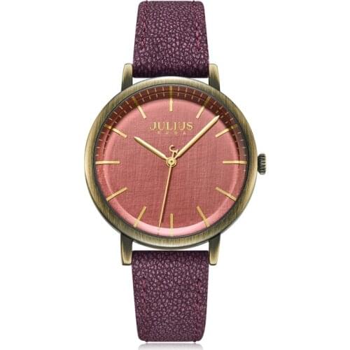 Retro Design Julius Womens Watch Japan Mov't Classic Hours Fashion Clock Real Leather Bracelet Girls Birthday Lucky Gift Box