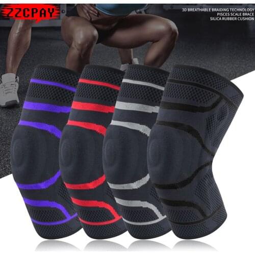 1Pcs Compression Knee Sleeve Knee Brace Pads Support Running Basketball Knee Joint Protection Sports Silicone Collision Kneepads