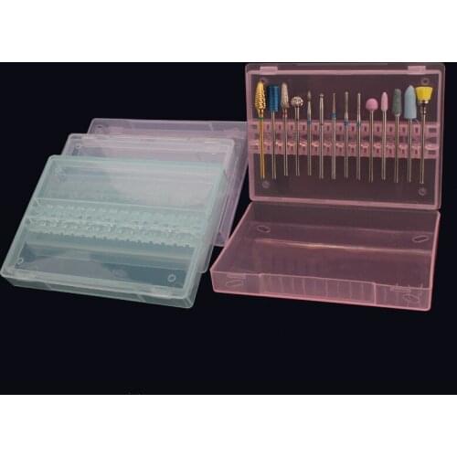 14 Girds Acrylic Box Drill Bits Display Stand Exhibition Holder Plastic Milling Cutter Box Container Nail Art Tool Storage Case