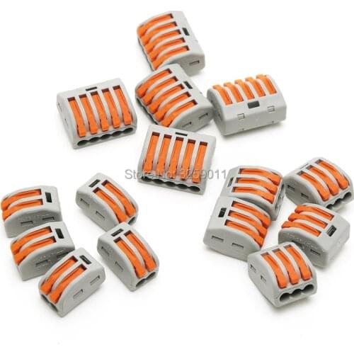200PCS Push Wire Connector Lever Terminal Block PCT-21X 222-41X Universal Connectors 400V 28-12AWG 32A Assortment kit