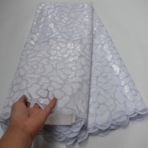 5yards/pc) fabulous embroidered African sequins net lace white French lace fabric high quality for party dress FLP250