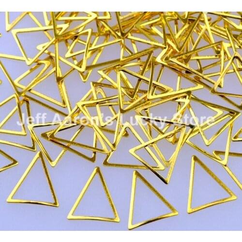 50PCS 3D Metal Nail Art Decoration Accessories Gold Silver Triangle Frame Loop Beauty Nail Supplies Tools